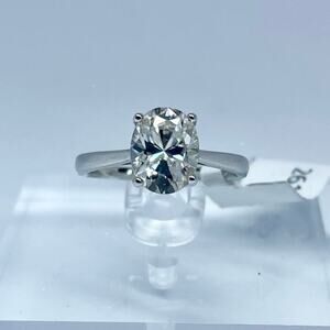 Oval Moissanite Ring 3 Ct Solitaire Engagement Ring Wedding Brilliant GRA 18K